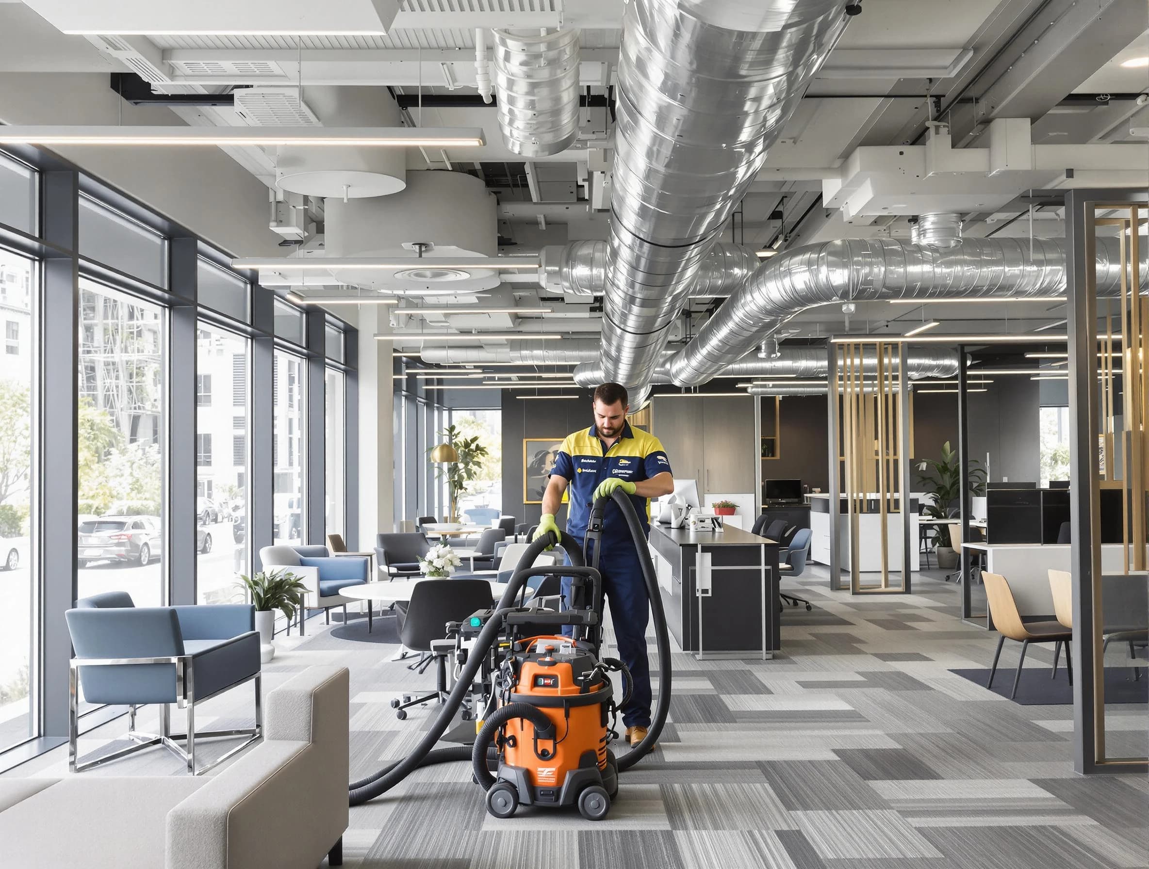 Wilkinsburg Air Duct Cleaning team performing thorough commercial duct cleaning at a Wilkinsburg business center