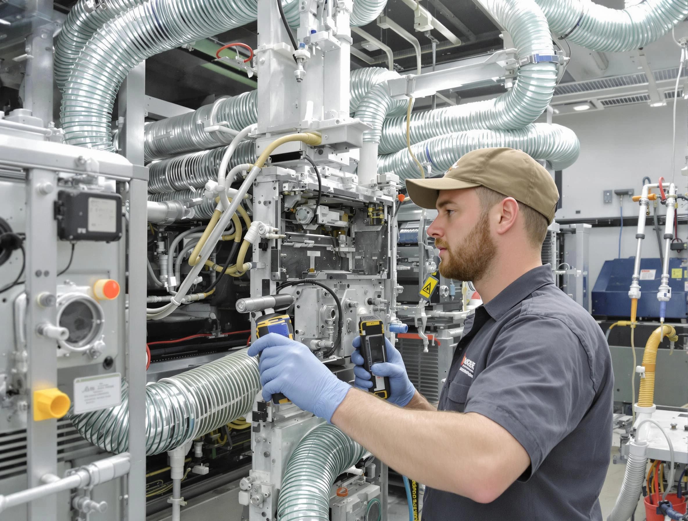 Wilkinsburg Air Duct Cleaning technician performing precision commercial coil cleaning at a business facility in Wilkinsburg