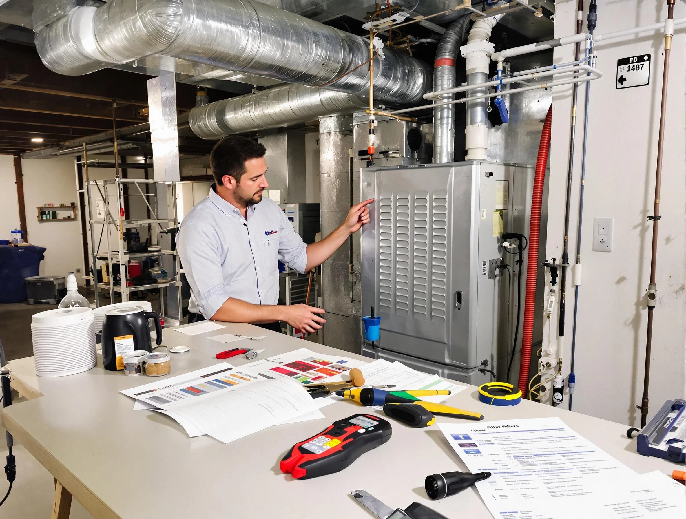 Wilkinsburg Air Duct Cleaning inspector conducting detailed filter system evaluation using professional diagnostic tools in Wilkinsburg