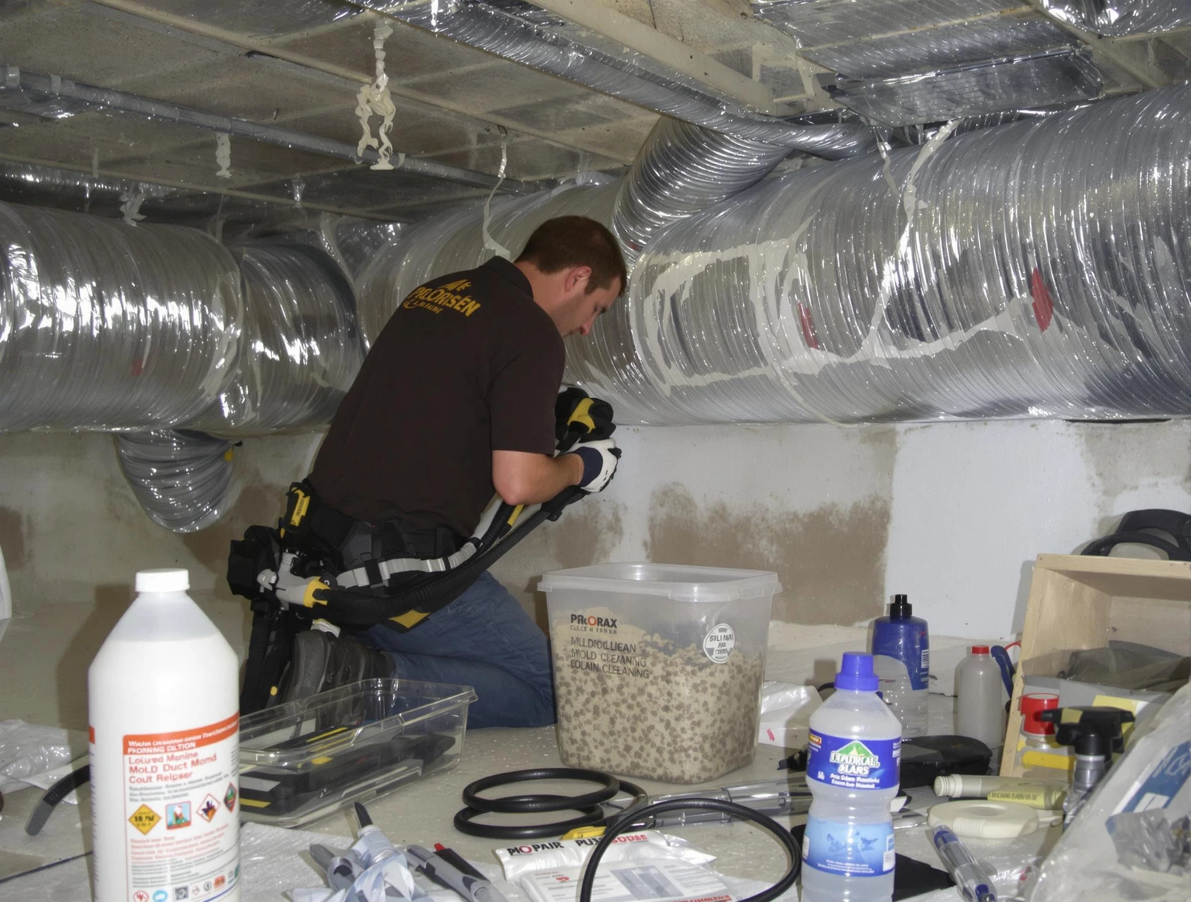Wilkinsburg Air Duct Cleaning specialist performing professional mold removal from air ducts in Wilkinsburg