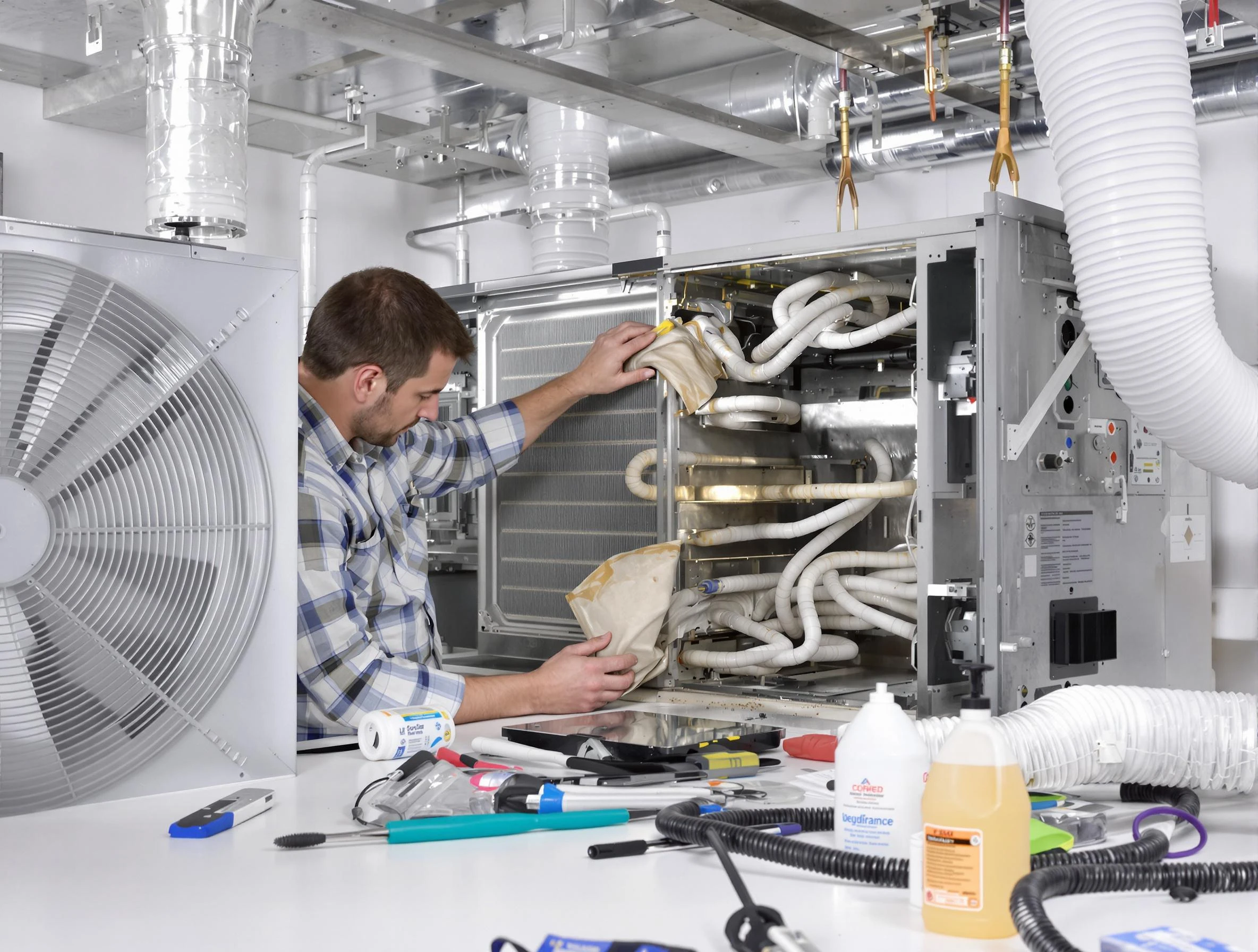 Wilkinsburg Air Duct Cleaning specialist performing precision AC coil cleaning in Wilkinsburg